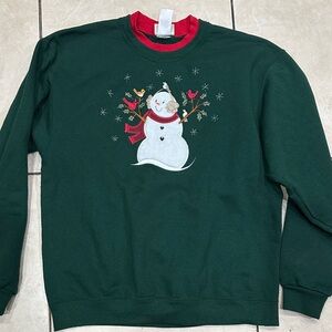 Green Vintage Snowman Sweater
